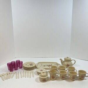 Tootsitoys Vintage Tea Play Set Dishes Tea Rose Pattern Floral Flowers